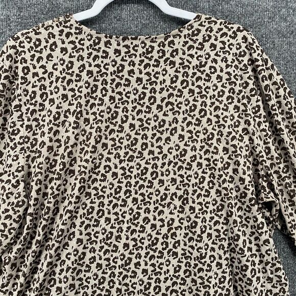 Travelers Chicos Cardigan Top 3 Women XL Gray Slinky Leopard Open Front Casual - Picture 4 of 7
